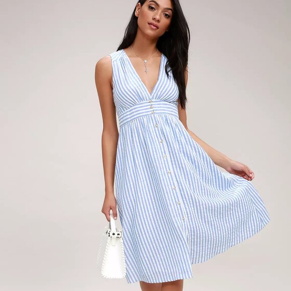 Lulus Dresses & Skirts - Lulus Exclusive Nautical Lights Striped Midi Dress